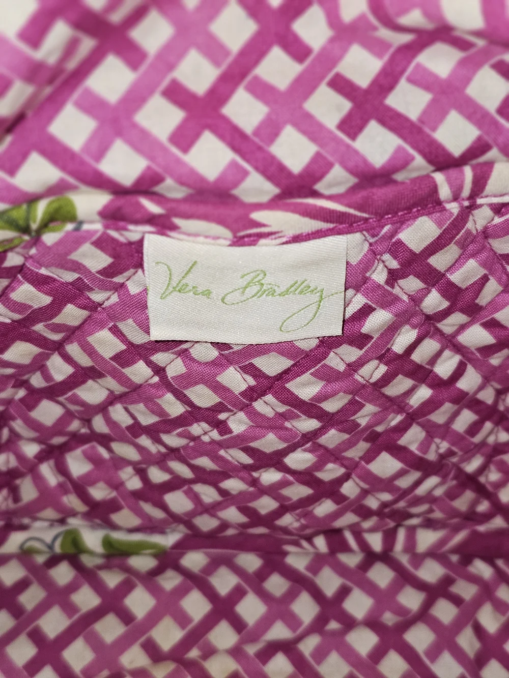 Vera Bradley Julep Wendy Pink Green Tulip Quilted Shoulder Tote Purse Pockets